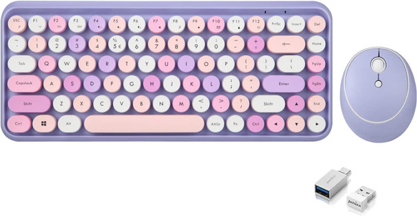 Perixx Wireless Mini Keyboard and Mouse Combo - Pastel Purple | PERIDUO-713PP