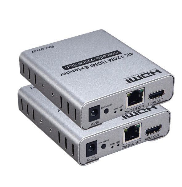 4K 120M HDMI Extender Cascade Connection Over CAT5e CAT6 RJ45 Ethernet LAN Network Cable Extension Splitter Transmitter Receiver