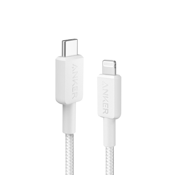 Anker 322 USB-C to Lightning Cable 3ft Braided White | A81B5H21-WT