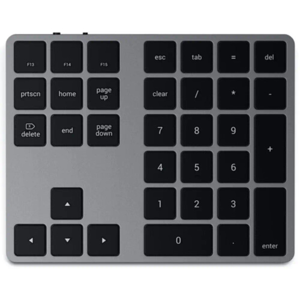 Satechi Bluetooth Extended Numeric Keypad – Slim Rechargeable 34-Key Numberpad,Space Gray| ST-XLABKM
