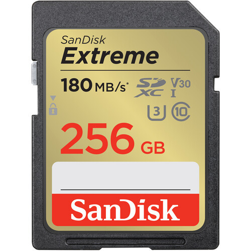 SanDisk SDXC Extreme 256GB 180MB/S SD Cards | V30 UHS-I