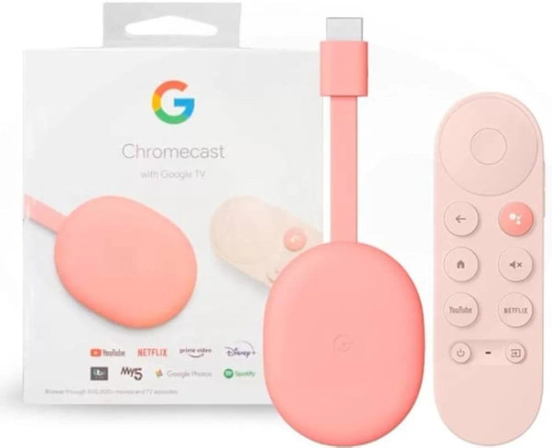 Google Chromecast with Google TV - 4k ,Sunrise Pink | Chromecast-4k-pink