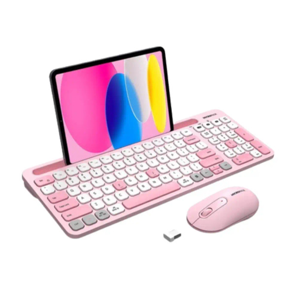 Micropack Km-238w Ifree Pro 2 Antibacterial Bluetooth Wireless Three Modes Wireless Combo Keyboard & Mouse ,Pink| KM-238W