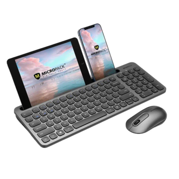 Micropack Km-238w Ifree Pro 2 Antibacterial Bluetooth Wireless Three Modes Wireless Combo Keyboard & Mouse ,Gray| KM-238W