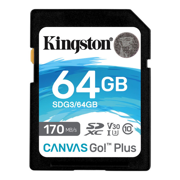 Kingston SD Card 64GB 170MB CANVAS Go Plus | SDG3/64GB