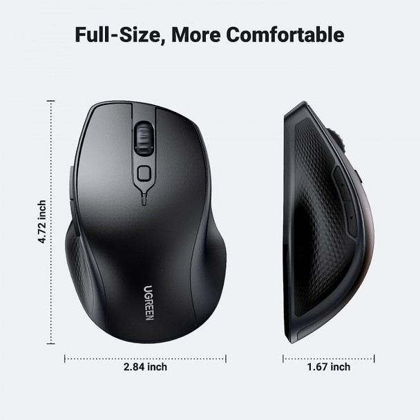 UGREEN Ergonomic, Silent Bluetooth & Wireless Mouse ,Black | 90395