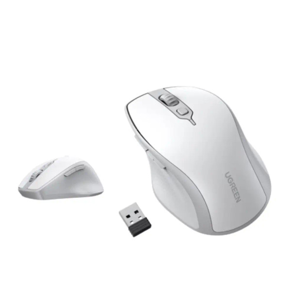 UGREEN Ergonomic, Silent Bluetooth & Wireless Mouse ,White Gray | 15805