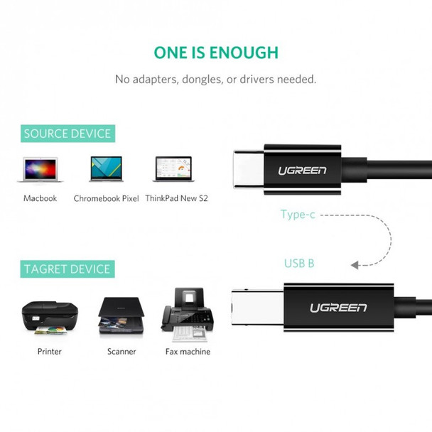 UGreen USB-C TO USB-B Printer Cable 2M | 50446
