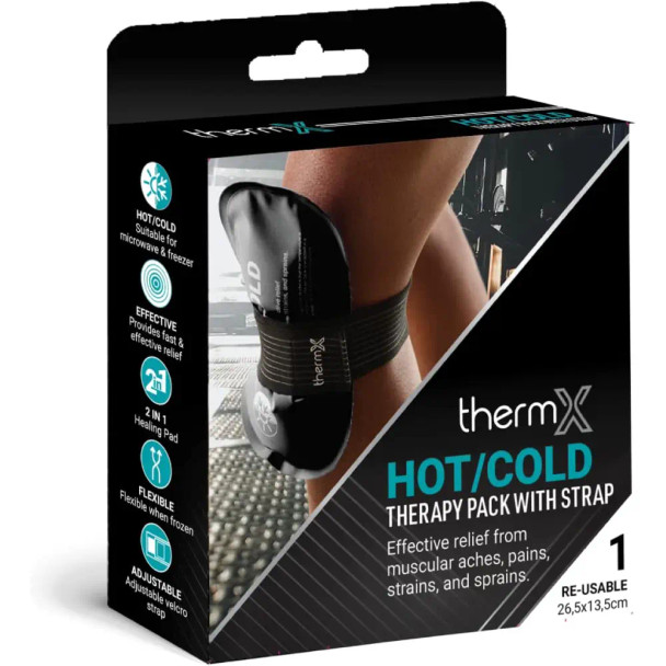 ThermX Hot/cold Pack Reusable Black With Suppport Strap - 26.3 X 15.5cm  | MX79301