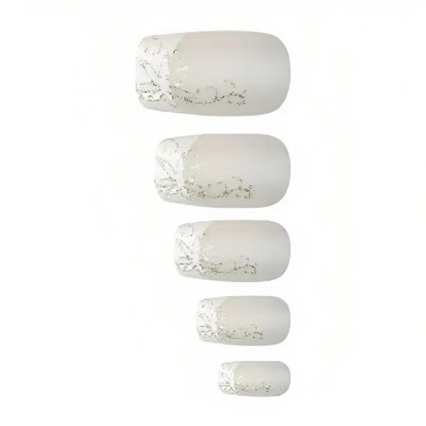 Luna French Nails, Flower & Glitter White | LU34181