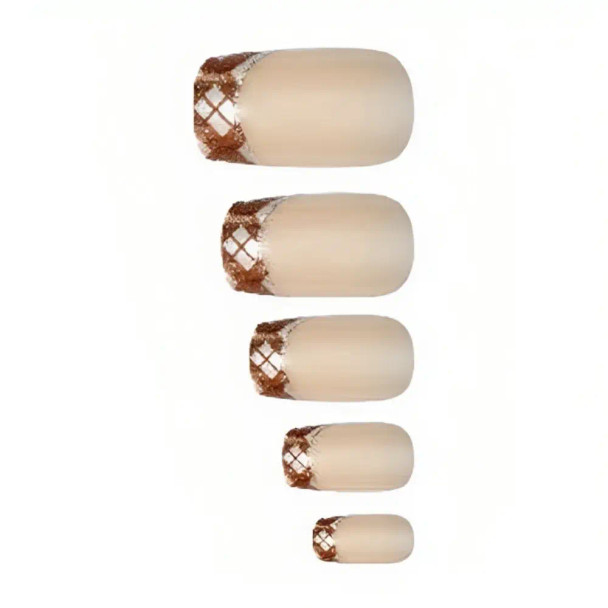 Luna French Nails, Brown Rhombus | LU34211