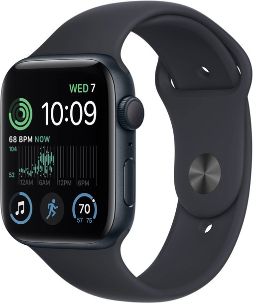 Apple Watch SE (2nd Gen) [GPS 44mm] Smart Watch w/Midnight Aluminum Case & Midnight Sport Band - S/M | MNTF3LL/A