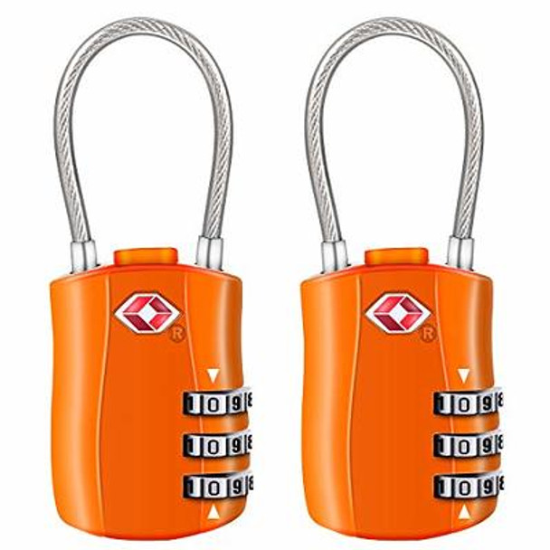 TSA Luggage Locks with 3-Digit Re-settable Combination Lock - Orange