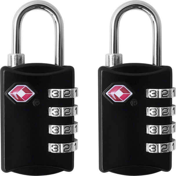 TSA Luggage Locks with 4-Digit Combination Lock - Black