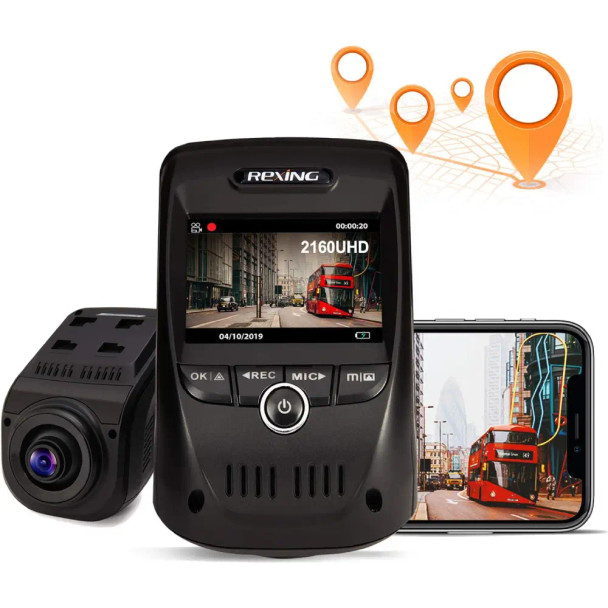 REXING V1 MAX 4K Solo Dash Cam 3840X2160@30fps UHD WiFi GPS Car Dash Camera w/ Night Vision