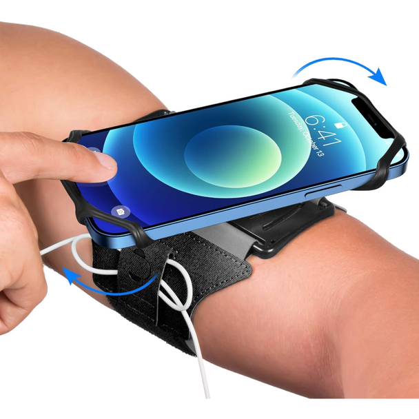 VUP Running Armband 360°Rotatable for iPhone 15/14/13/Pro Max/Pro/Mini/12/11/SE/Xs/XR/X/8/7/Plus, Fits All 4-6.7 Inch Smartphones (Black) | 4326455452