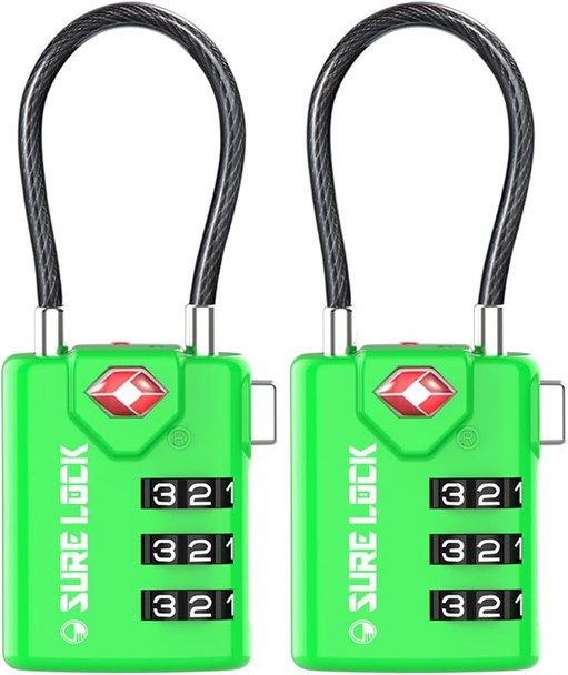 TSA Luggage Locks with 3-Digit Combination Lock - Green | TSA21105P