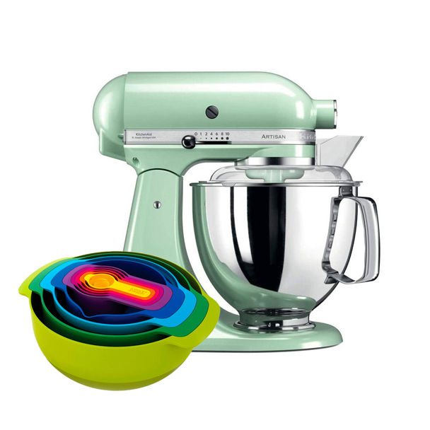 KitchenAid Artisan Series 4.8 L Tilt-Head Stand Mixer + Free Bowl, Pistachio + FREE Joseph Joseph Nest 9 Plus Compact Food Preparation Bowls | KADAP5KSM175PSEPT + 40031