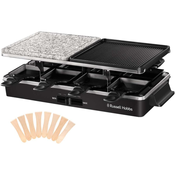 Russell Hobbs Raclette Grill [3-in-1 Multifunction: Raclette, Cooking Stone, Reversible Grill] Multi Grill | 26280-56