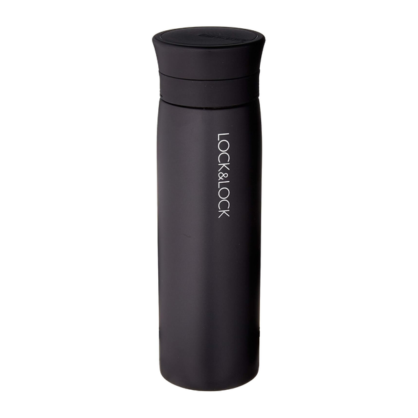 LOCKnLOCK Line Stainless Steel Vacuum Insulated Thermal Travel Mug, Black | LHC4119