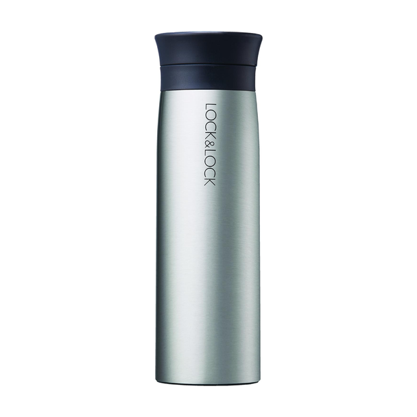 LOCKnLOCK Line Stainless Steel Vacuum Insulated Thermal Travel Mug, Silver | LHC4119