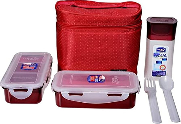 LocknLock 3 Pieces Set Lunch Box, Red | HPL758