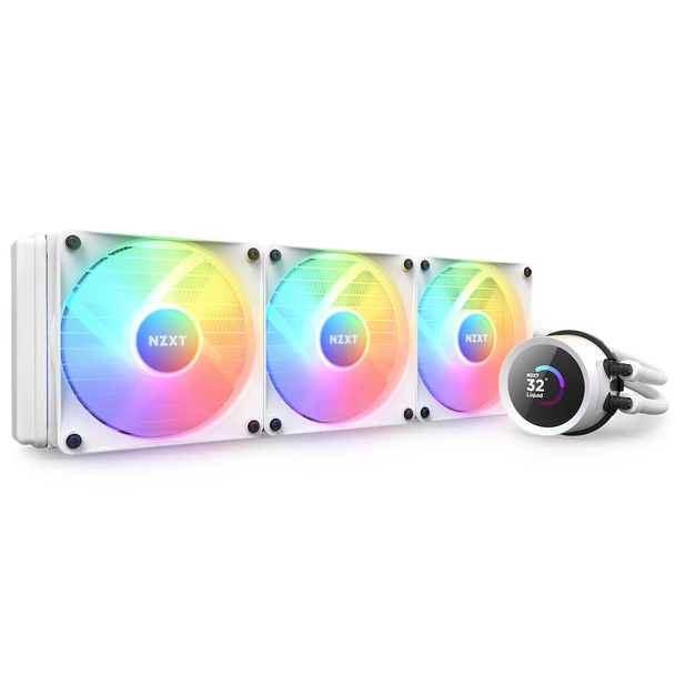 NZXT Kraken 360 RGB 360mm AIO Liquid Cooler with LCD Display and RGB Fans - White | RL-KR360-W1