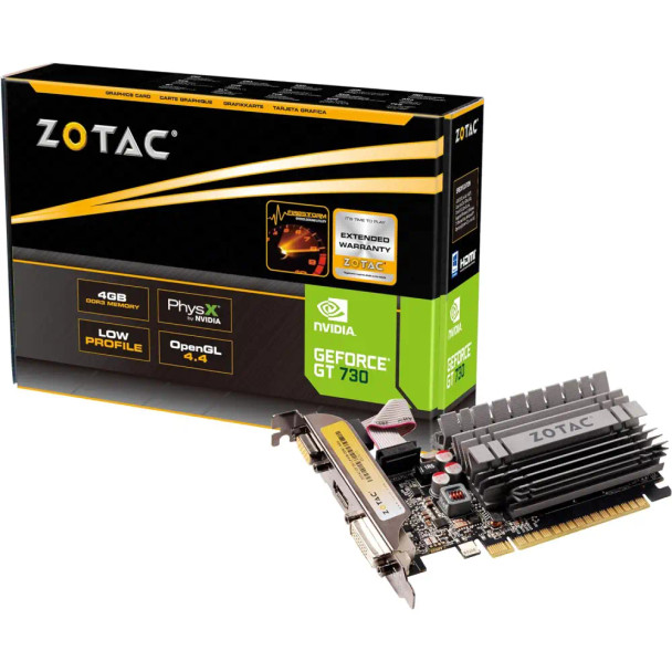ZOTAC GeForce GT730 Zone Edition Fanless DVI Video Graphics Card, 1GB DDR3, PCI Express 2.0, with HDMI | ZT-71115-20L