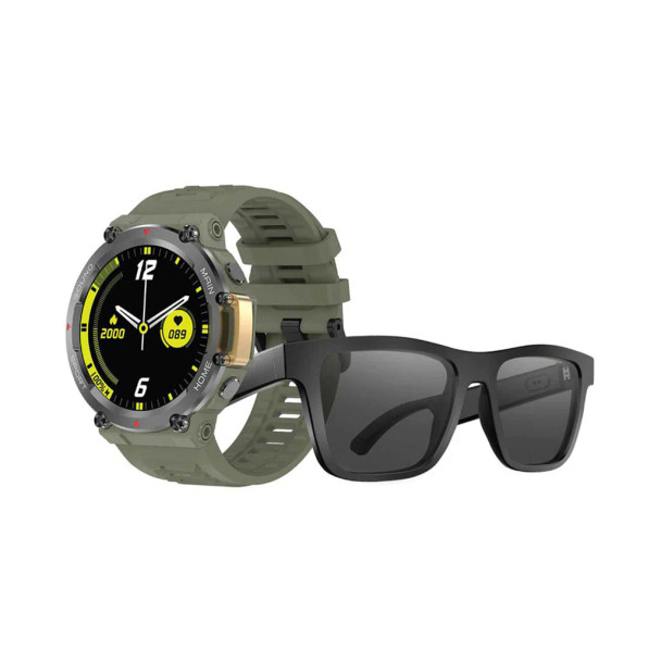 Green Lion Smart Combo Sunglass and Adventure Watch - Black/Green | GNSMTCOMOBKGN