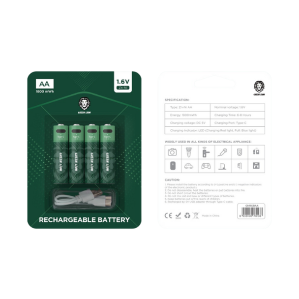 Green Lion Rechargeable Battery AA 1.6V Alkaline Battery | GNRGBAA