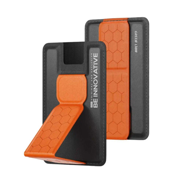 Green Lion Innovative Magsafe Wallet Stand - Black/Orange | GNINMGWSTBKOG