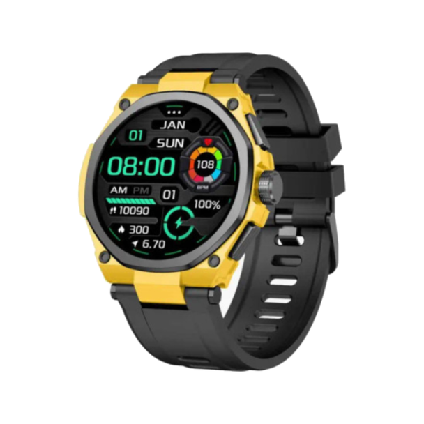Green Lion Grand Smart Watch with Yellow Case - Black | GNGRNDSWYLBK