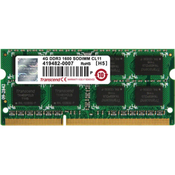 Transcend 4GB JM DDR3 1600 Sodimm 2RX8 256MX8 CL11 1.5V | JM1600KSN-4G