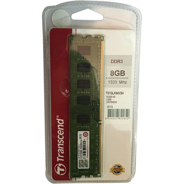 Transcend 8GB DDR3 1333 UDIMM 2RX8 512MX8 CL9 1.5V | TS1GLK64V3H