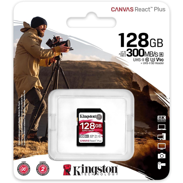 Kingston Canvas React Plus 128GB SD Card | SDR2/128GB