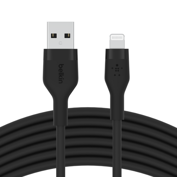 Belkin Boost Charge Flex USB-A Silicone Cable with Lightning Connector, 1M, Black | CAA008BT1MBK