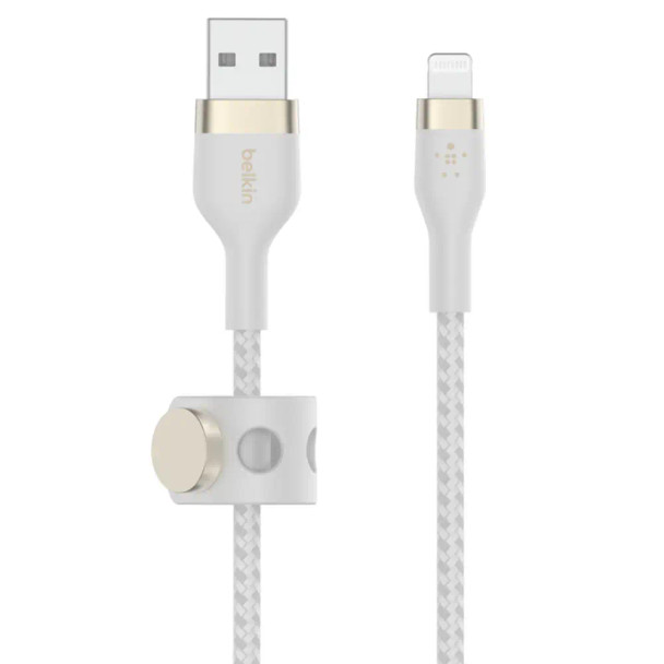 Belkin Boost charge Pro Flex USB-A Braided Silicone Cable with Lightning Connector -3M, White| CAA010BT3MWH