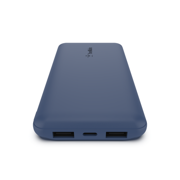 Belkin 10K Power Bank with USB-C 15W, Dual USB-A, 15cm USB-A to C Cable ,Blue| BPB011BTBL