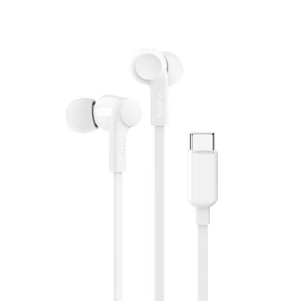 Belkin SoundForm Wired Earbuds with USB-C Connector, White|G3H0002BTWHT