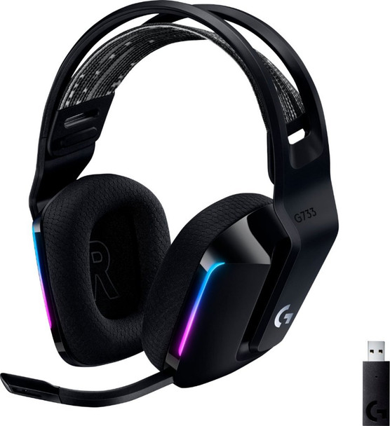 Logitech G733 LIGHTSPEED Wireless Gaming Headset with Suspension Headband - Black | 981-000863