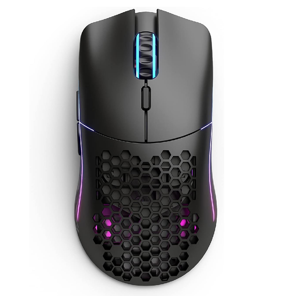Glorious Black Gaming Mouse Wireless - Model O Minus Gaming Wireless Mouse - RGB Mouse 65 g Ultralight Mouse - Wireless Honeycomb Mouse - PC Mouse - Matte Black Mouse