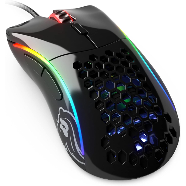 Glorious Gaming Model D- (Minus) Wired Gaming Mouse - 61g Superlight Honeycomb Design, RGB, Ergonomic, Pixart 3360 Sensor, Omron Switches, PTFE Feet, 6 Buttons - Glossy Black