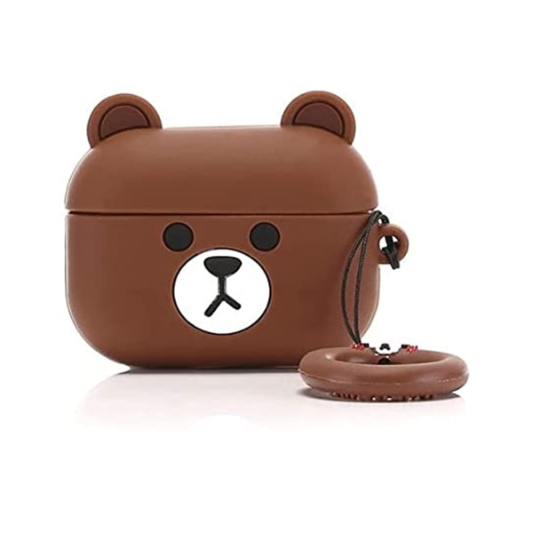 Case Cover Compatible For AirPods 3 - Shock-Absorbing Protective Compatible with AirPods 3rd Generation Case with Keychain - Little Brown Bear
