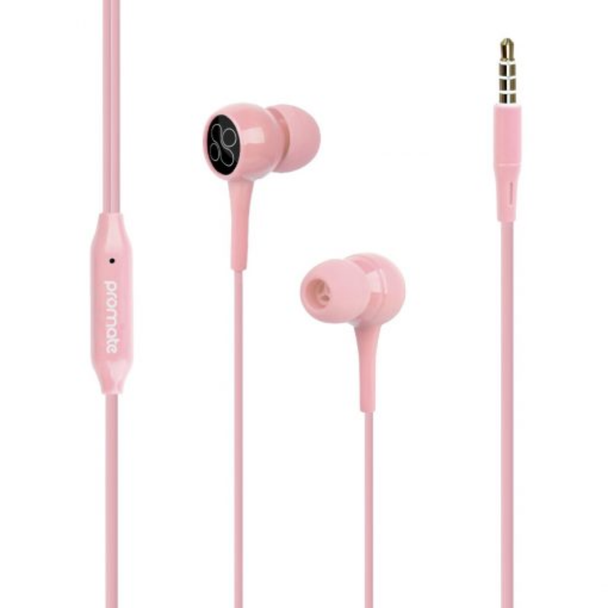 Promate Dynamic In‐Ear Stereo Wired Earphone with Inline Microphone | BENT.PINK