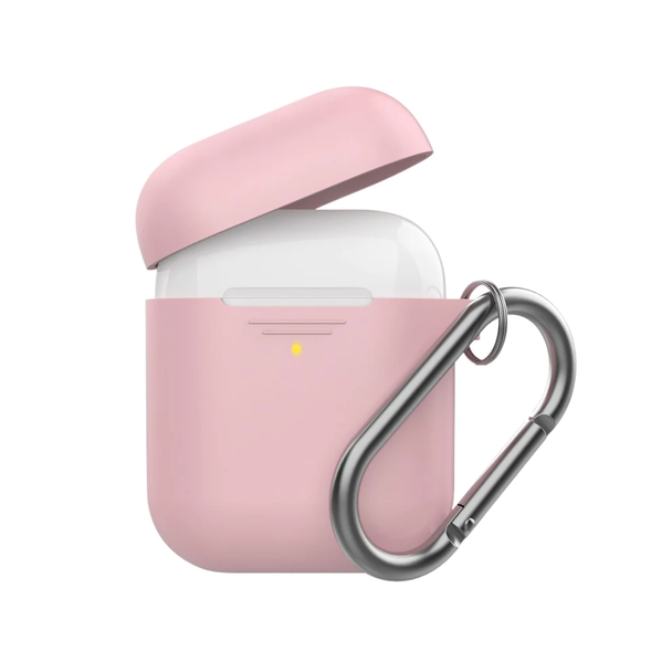 Promate Slim Silicon case for Apple Airpods with Carabiner Hook - Pink | GRIPCASE