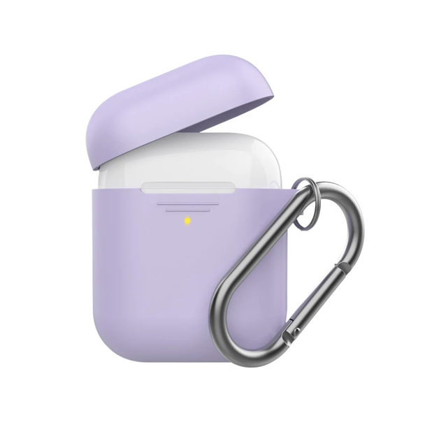 Promate Slim Silicon case for Apple Airpods with Carabiner Hook - Purple | GRIPCASE