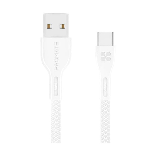 Promate USB‐C Sync & Charge Cable with Fast Charging 2A Support,1.2M,White| POWERBEAM-C.WHITE