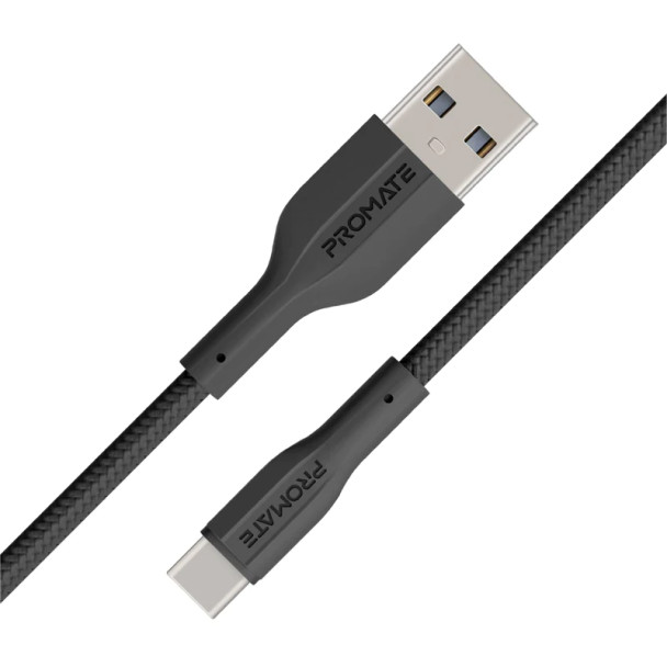 Promate Super Flexible Data and Charge USB-C cable ,black ,1M | XCord-AC.Black