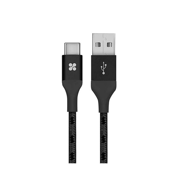 Promate A mesh armoured USB 3.1 Type-C to USB-A cable,Black | UNILINK-CAM.BLACK