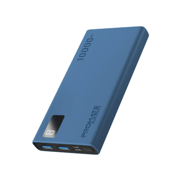 Promate 10000mAh Compact Smart Charging Power Bank - Blue | Bolt-10Pro